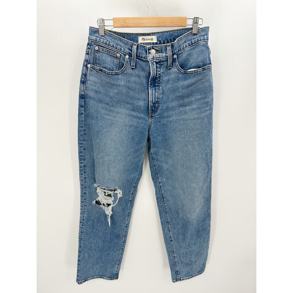 Madewell The Perfect Vintage Straight Jean Denim Distressed Blue Womens Size 29